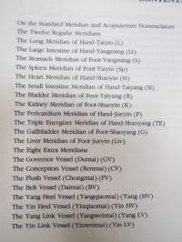 Charts of Meridians and their points -kiinalaisen lääketieteen ihmisruumiin meridiaanit, kuvat ja tekstiosuus