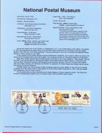 USA - 1993, July 30th: National Postal Museum/Kansallinen postimuseo.Ensipäiväleima, valmis kokoelmasivu sisältää sekä itse postimerkin/postimerkit että