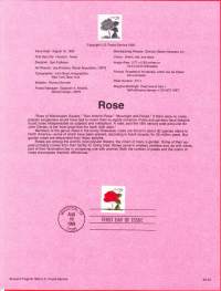 USA - 1993, August 19th: Rose - ruusu.Ensipäiväleima, valmis kokoelmasivu sisältää sekä itse postimerkin/postimerkit että paino- ja julkaisutiedot sekä