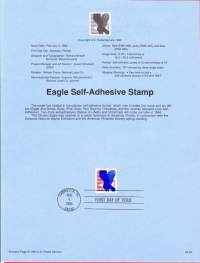 USA - 1994, February 4th: Eagle/KotkaEnsipäiväleima, valmis kokoelmasivu sisältää sekä itse postimerkin/postimerkit että paino- ja julkaisutiedot sekä