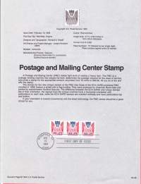 USA - 1994, February 19th: Postage and Mailing Center Stamp/Postituskeskusten merkki, arvo painetaan punnittaessa postilähetys.Ensipäiväleima,