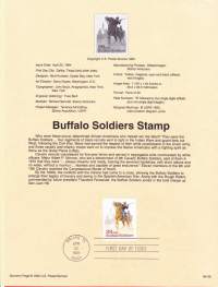 USA - 1994, April 22nd: Buffalo Soldier Stamp/Afro-amerikkalaisten sotilaiden muistoksiEnsipäiväleima, valmis kokoelmasivu sisältää sekä itse