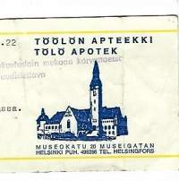 Töölön Apteekki  Helsinki - resepti signatuuri  1970