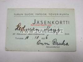Turun Suomalaisen Yhteiskoulun toverikunta Maija Hedman -jäsenkortti