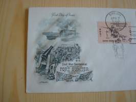 USA:n sisällissota, Fort Sumter, 1962, USA, ensipäiväkuori, kolme erilaista sisällissota-aiheista postimerkkiä, hieno esim. lahjaksi. Katso myös muut kohteeni