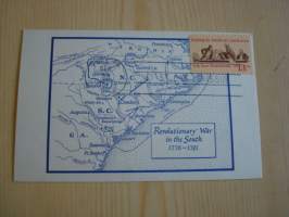 Revolutionary War in the South 1776-1781, 1977, USA, postikortti, hieno esim. lahjaksi. Katso myös muut kohteeni mm. noin 1 500 erilaista amerikkalaista