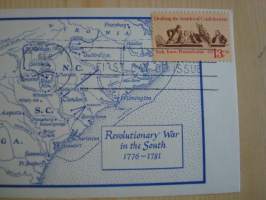 Revolutionary War in the South 1776-1781, 1977, USA, postikortti, hieno esim. lahjaksi. Katso myös muut kohteeni mm. noin 1 500 erilaista amerikkalaista
