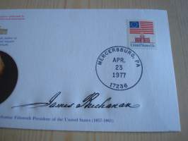 Presidentti James Buchanan, 1977, USA, ensipäiväkuori, FDC, hieno esim. lahjaksi. Katso myös muut kohteeni mm. noin 1 500 erilaista amerikkalaista