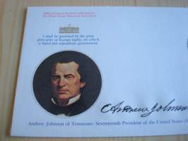 Presidentti Andrew Johnson, 1977, USA, ensipäiväkuori, FDC, hieno esim. lahjaksi. Katso myös muut kohteeni mm. noin 1 500 erilaista amerikkalaista