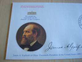 Presidentti James A. Garfield, 1977, USA, ensipäiväkuori, FDC, hieno esim. lahjaksi. Katso myös muut kohteeni mm. noin 1 500 erilaista amerikkalaista