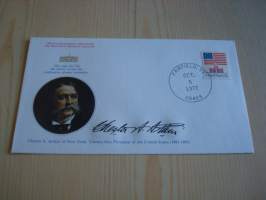 Presidentti Chester A. Arthur, 1977, USA, ensipäiväkuori, FDC, hieno esim. lahjaksi. Katso myös muut kohteeni mm. noin 1 500 erilaista amerikkalaista