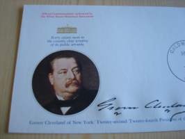 Presidentti Grover Cleveland, 1977, USA, ensipäiväkuori, FDC, hieno esim. lahjaksi. Katso myös muut kohteeni mm. noin 1 500 erilaista amerikkalaista