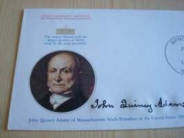 Presidentti John Quincy Adams, 1977, USA, ensipäiväkuori, FDC, hieno esim. lahjaksi. Katso myös muut kohteeni mm. noin 1 500 erilaista amerikkalaista