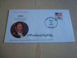 Presidentti Andrew Jackson, 1977, USA, ensipäiväkuori, FDC, hieno esim. lahjaksi. Katso myös muut kohteeni mm. noin 1 500 erilaista amerikkalaista