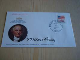 Presidentti Martin van Buren, 1977, USA, ensipäiväkuori, FDC, hieno esim. lahjaksi. Katso myös muut kohteeni mm. noin 1 500 erilaista amerikkalaista