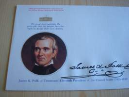 Presidentti James K. Polk, 1977, USA, ensipäiväkuori, FDC, hieno esim. lahjaksi. Katso myös muut kohteeni mm. noin 1 500 erilaista amerikkalaista
