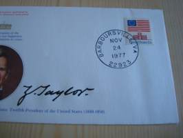 Presidentti Zachary Taylor, 1977, USA, ensipäiväkuori, FDC, hieno esim. lahjaksi. Katso myös muut kohteeni mm. noin 1 500 erilaista amerikkalaista