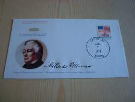 Presidentti Millard Fillmore, 1977, USA, ensipäiväkuori, FDC, hieno esim. lahjaksi. Katso myös muut kohteeni mm. noin 1 500 erilaista amerikkalaista