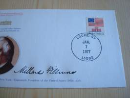 Presidentti Millard Fillmore, 1977, USA, ensipäiväkuori, FDC, hieno esim. lahjaksi. Katso myös muut kohteeni mm. noin 1 500 erilaista amerikkalaista