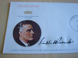 Presidentti Franklin D. Roosevelt, 1977, USA, ensipäiväkuori, FDC, hieno esim. lahjaksi. Katso myös muut kohteeni mm. noin 1 500 erilaista amerikkalaista
