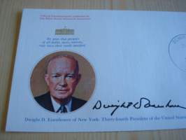 Presidentti Dwight D. Eisenhower, 1977, USA, ensipäiväkuori, FDC, hieno esim. lahjaksi. Katso myös muut kohteeni mm. noin 1 500 erilaista amerikkalaista