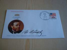 Presidentti Ulysses S. Grant, 1977, USA, ensipäiväkuori, FDC, hieno esim. lahjaksi. Katso myös muut kohteeni mm. noin 1 500 erilaista amerikkalaista