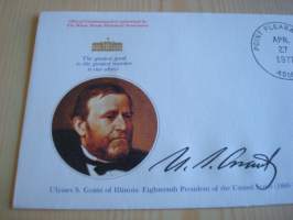 Presidentti Ulysses S. Grant, 1977, USA, ensipäiväkuori, FDC, hieno esim. lahjaksi. Katso myös muut kohteeni mm. noin 1 500 erilaista amerikkalaista