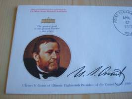 Presidentti Ulysses S. Grant, 1977, USA, ensipäiväkuori, FDC, hieno esim. lahjaksi. Katso myös muut kohteeni mm. noin 1 500 erilaista amerikkalaista