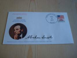 Presidentti Abraham Lincoln, 1977, USA, ensipäiväkuori, FDC, hieno esim. lahjaksi. Katso myös muut kohteeni mm. noin 1 500 erilaista amerikkalaista