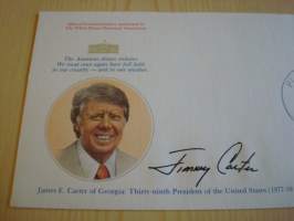 Presidentti James E. Carter, 1977, USA, ensipäiväkuori, FDC, hieno esim. lahjaksi. Katso myös muut kohteeni mm. noin 1 500 erilaista amerikkalaista