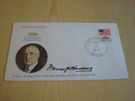 Presidentti Warren G. Harding, 1977, USA, ensipäiväkuori, FDC, hieno esim. lahjaksi. Katso myös muut kohteeni mm. noin 1 500 erilaista amerikkalaista