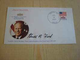 Presidentti Gerald R. Ford, 1977, USA, ensipäiväkuori, FDC, hieno esim. lahjaksi. Katso myös muut kohteeni mm. noin 1 500 erilaista amerikkalaista