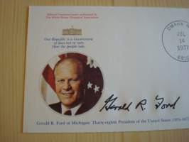 Presidentti Gerald R. Ford, 1977, USA, ensipäiväkuori, FDC, hieno esim. lahjaksi. Katso myös muut kohteeni mm. noin 1 500 erilaista amerikkalaista