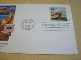 Classic Mail Transportation, lentokone, 1989, USA, ensipäiväkuori, FDC, hieno esim. lahjaksi. Katso myös muut kohteeni mm. noin 1 500 erilaista amerikkalaista