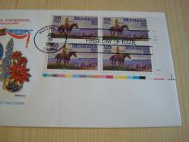 Montana Statehood, Cowboy, 1889-1989, USA, ensipäiväkuori, FDC, hieno esim. lahjaksi. Katso myös muut kohteeni mm. noin 1 500 erilaista amerikkalaista