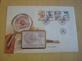 Postimerkkeily, Stockholmia, New Sweden, Delaware, 1986, Ruotsi, ensipäivänkuori, FDC, huom. kuoren koko noin 18 cm x 26 cm eli huomattavasti isompi kuin normaali