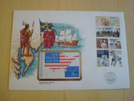 New Sweden, Delaware, 1988, Ruotsi, ensipäivänkuori, FDC, huom. kuoren koko noin 18 cm x 26 cm eli huomattavasti isompi kuin normaali ensipäivänkuori, harvemmin