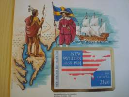 New Sweden, Delaware, 1988, Ruotsi, ensipäivänkuori, FDC, huom. kuoren koko noin 18 cm x 26 cm eli huomattavasti isompi kuin normaali ensipäivänkuori, harvemmin