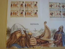 Viikinki, Viking Heritage, 1987, Jersey, ensipäivänkuori, FDC, huom. kuoren koko noin 18 cm x 26 cm eli huomattavasti isompi kuin normaali ensipäivänkuori,