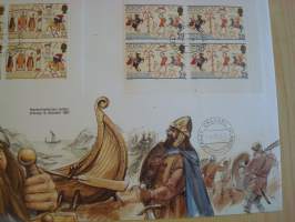 Viikinki, Viking Heritage, 1987, Jersey, ensipäivänkuori, FDC, huom. kuoren koko noin 18 cm x 26 cm eli huomattavasti isompi kuin normaali ensipäivänkuori,