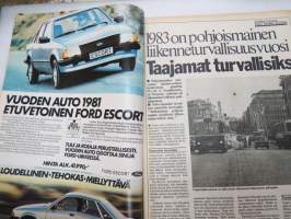 Tuulilasi 1981 nr 6, sisältää mm. seur. artikkelit / kuvat / mainokset; Renault Fuego TX koeajo, Autolomalle junalla, Suomen lupaavin tallikuski Sami Pensala,