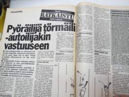 Tuulilasi 1981 nr 6, sisältää mm. seur. artikkelit / kuvat / mainokset; Renault Fuego TX koeajo, Autolomalle junalla, Suomen lupaavin tallikuski Sami Pensala,