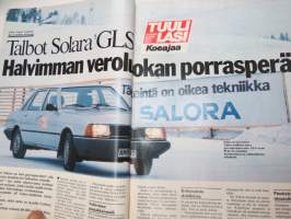 Tuulilasi 1981 nr 3, sisältää mm. seur. artikkelit / kuvat / mainokset; Talbot Solara GLS koeajo, Datsun 140A Cherry GLK koeajo