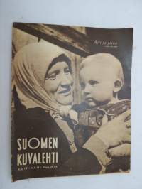 Suomen Kuvalehti 1948 nr 19, ilmestynyt 8.5.1948,  sis. mm. seur. artikkelit / kuvat / mainokset; Kansikuva Gullers - &quot;Äiti ja poika&quot;, Kevätsilakalla on asiaa,