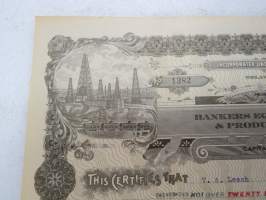 Bankers Equitability Royalty &amp; Producing Company, 25 shares, nr 1382, 1922 -share certificate / osakekirja