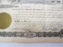 Bankers Equitability Royalty &amp; Producing Company, 25 shares, nr 1382, 1922 -share certificate / osakekirja