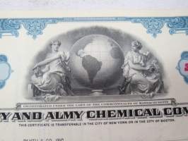 Dewey and Almy Chemical Company, 25 shares, nr B06788, 1952 -share certificate / osakekirja