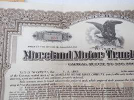 Moreland Motor Truck Company, 10 shares, nr 956, 1923 -share certificate / osakekirja