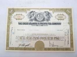 The Great Atlantic &amp; Pacific Tea Company, 100 shares, nr 87402, 1960 -share certificate / osakekirja