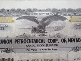 Union Petrochemical Corp. of Nevada, 100 shares, nr 4132, 1968 -share certificate / osakekirja
